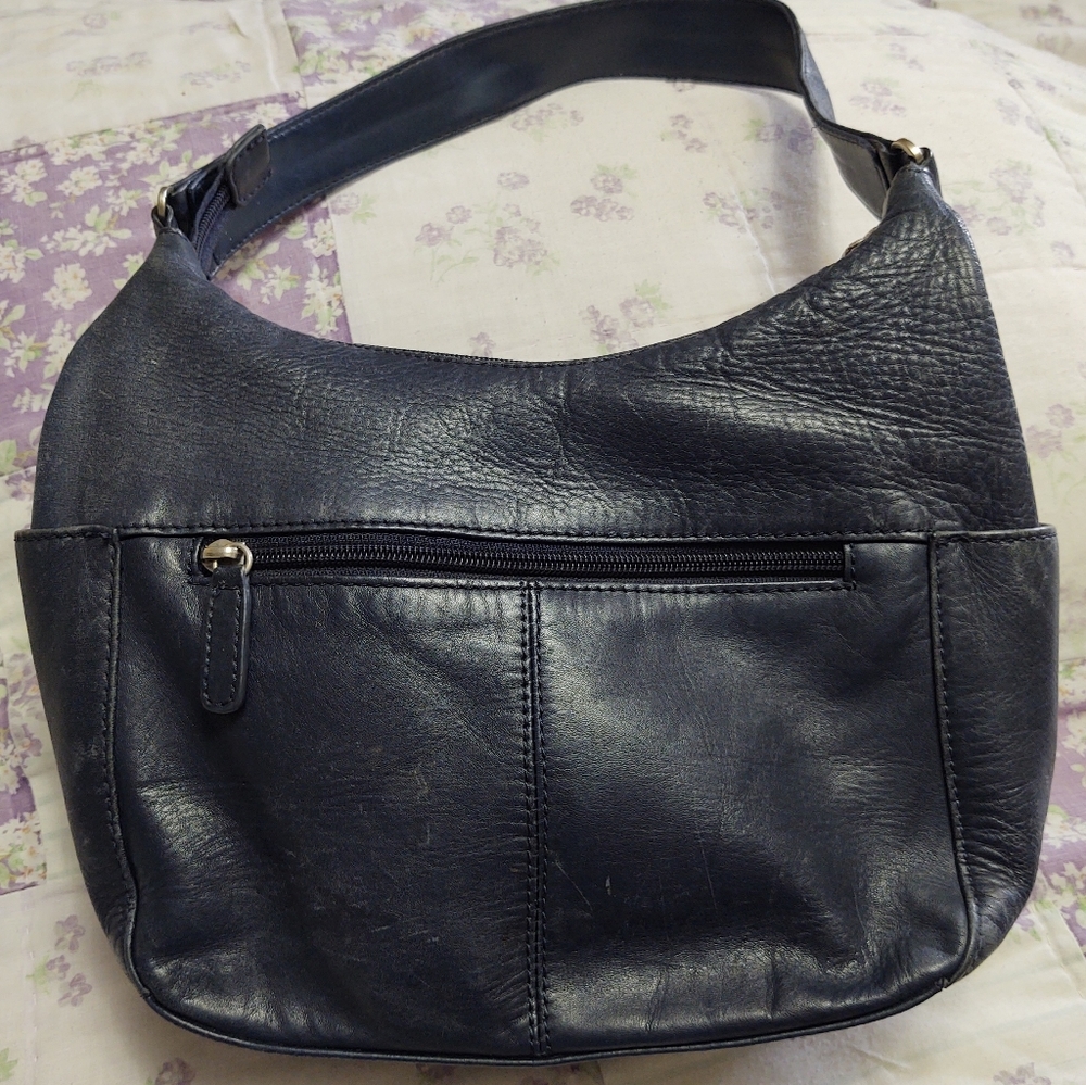 Navy Blue St John's Bay Crushed Leather Handbag